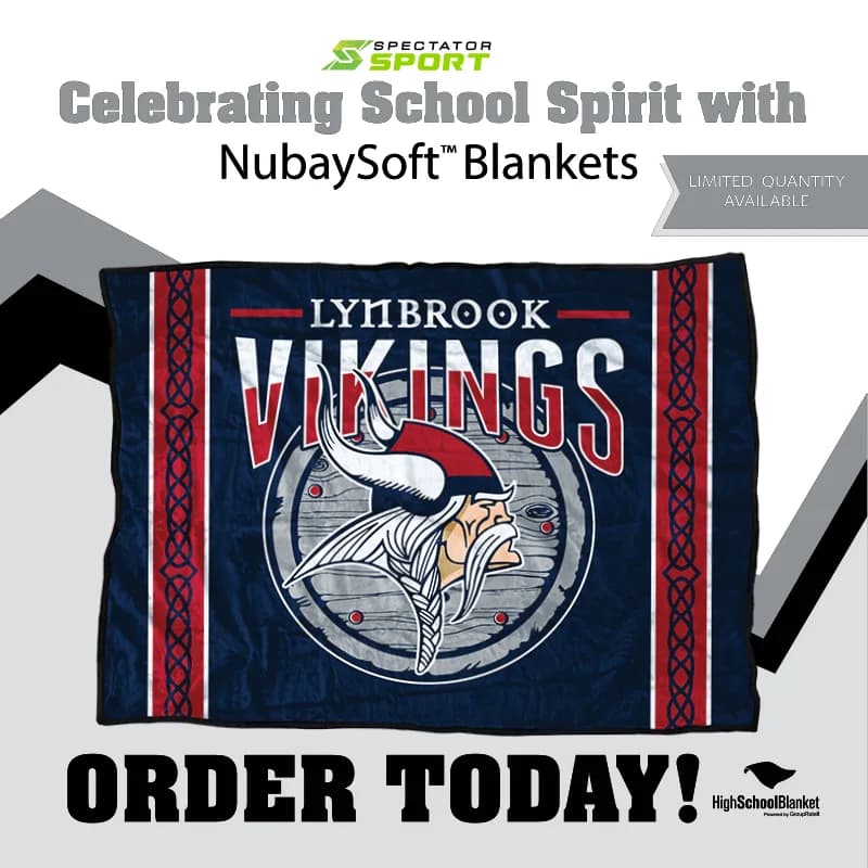 Ready-to-post social ad template in school colors with the school's blanket design