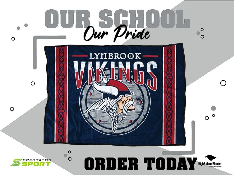 Ready-to-post social ad template in school colors with the school's blanket design